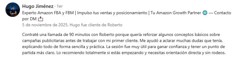 Testimonio LinkedIn 1